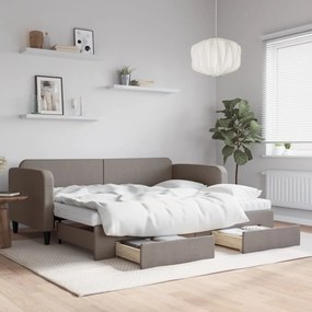 Sofá-cama c/ gavetão/gavetas 90x200 cm tecido cinza-acastanhado