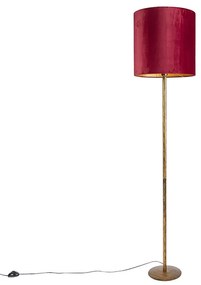 Candeeiro de pé vintage dourado com cúpula vermelha 40 cm - Simplo