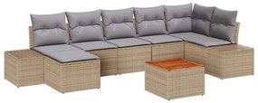 Conjunto de Sofá de Jardim com 8 Peças e Almofadas Beijinho em Rattan