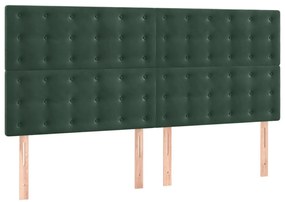 Estrutura de cama sem colchão 160x200 cm veludo verde-escuro