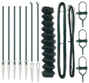 Conjunto de Postes de Cerca Verde 1.4 x 10 m Aço Galvanizado