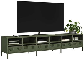 Móvel de TV 202x39x43,5 cm aço laminado a frio verde-azeitona