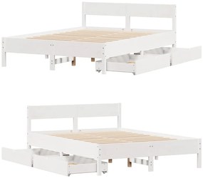 Cama sem colchão 120x190 cm madeira de pinho maciça branco