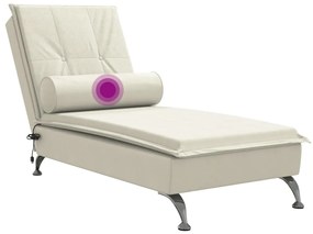 Chaise lounge de massagem com rolo veludo creme