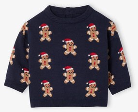 Camisola de Natal em jacquard, para bebé menino marinho