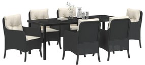 Conjunto de Jantar Jardim com Almofadas Preto Vime PE