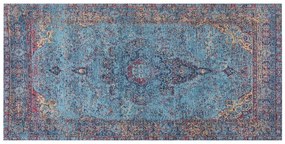 Tapete de algodão azul vermelho e creme 80 x 150 cm KANSU Beliani