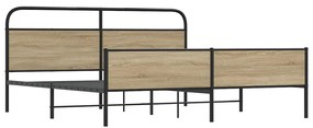 Estrutura de cama sem colchão 150x200 cm metal carvalho fumado