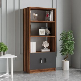 Estante VO4 – Nogueira e Antracite – 63,6x140x37,6 cm