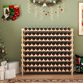 Garrafeira modular empilhável para 108 garrafas de vinho de 9 níveis para adega de cozinha Wine Bar Natural