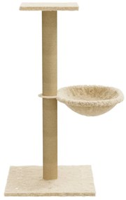 Árvore para gatos com poste arranhador sisal 74 cm cor creme