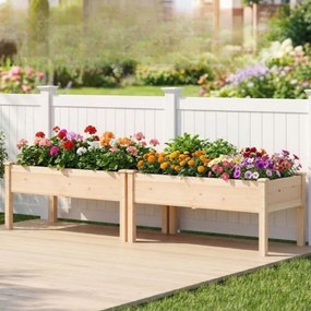 Conjunto de 2 Floreiras 122 x 62 x 48 cm em madeira de abeto natural com suportes para legumes, flores e ervas aromáticas, para varanda, pátio ou jard