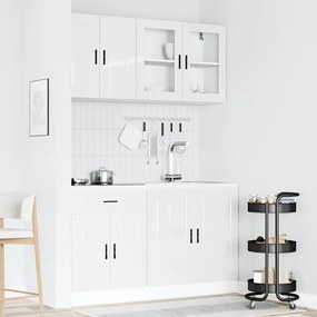 4 peças armário de cozinha conjunto Kalmar branco brilhante