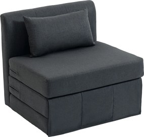 HOMCOM 2 em 1 Poltrona-Cama Dobrável com Textura de Linho, Cama para Convidados Acolchoada Dobrável, Cinza escuro | Aosom Portugal