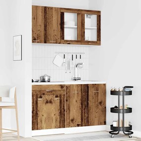 vidaXL 4 pcs armário de cozinha conjunto deriv. madeira madeira velha