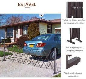 Cerca de Jardim em Liga de Alumínio Barreira de Exterior Extensível Cerca de Jardim Metálica 250x31x103,5 cm Castanha