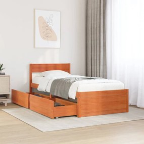 Cama sem colchão 90x190 cm madeira de pinho maciça castanho-mel