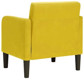 Poltrona com apoio de braços 54 cm veludo amarelo