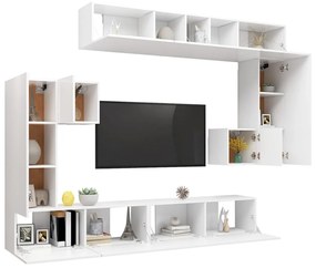 Conjunto móveis de TV 8 pcs madeira processada branco