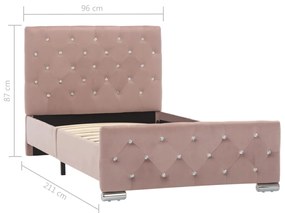 Estrutura de cama 90x200 cm veludo rosa