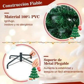 Árvore de Natal de fibra ótica de 150 cm artificial pré-iluminada (DECORAÇÕES NÃO INCLUIDAS) com 8 modos de luz 170 pontas de ramos 20 flocos de neve