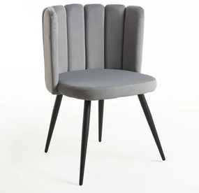 Conjunto de 2 Cadeiras Hawa em Veludo Cinzento - Design Moderno