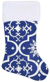 Saia de árvore de Natal luxuosa 90 cm com meia tecido azul