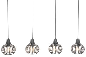 Candeeiro de suspensão moderno preto 4 luzes - Saffira