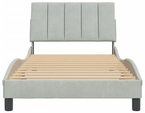 Estrutura de cama sem colchão 100x200 cm veludo cinzento-claro