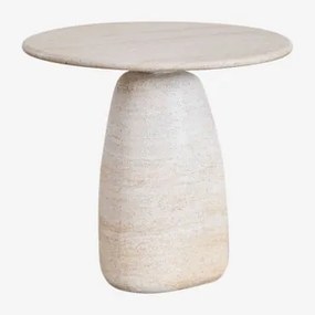Mesa De Apoio Redonda Em Cimento Look Travertino Grebik B - Sklum