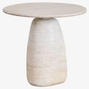 Mesa De Apoio Redonda Em Cimento Look Travertino Grebik Ø60 Cm - Sklum