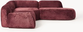 Sofá de canto modular em teddy-bouclé com chaise longue Wolke (4 lugares)