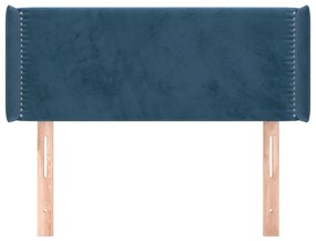 Cabeceira de cama c/ abas veludo 83x16x78/88 cm azul-escuro