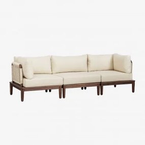 Sofá De Jardim Modular Giulia De 3 Peças Com 2 Poltronas De Canto Em Acácia Crema - Sklum