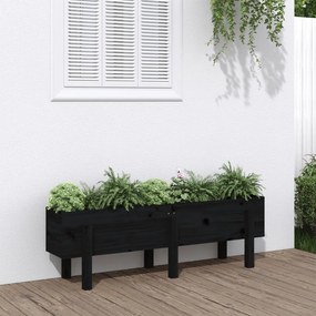 vidaXL Canteiro elevado de jardim 121x30x38 cm pinho maciço preto