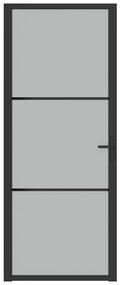 Porta interior 83x201,5 cm vidro fosco e alumínio preto