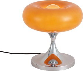 Candeeiro de Mesa Retro Cromado com Abajur de Vidro Laranja 31cm - Glaze