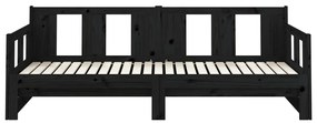 Sofá-cama de puxar pinho maciço preto 2x(80x200) cm