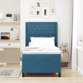 Cama Box com Colchão vidaXL Azul Escuro 100x200 cm Velvet