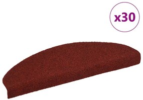 Tapetes de escada autoadesivos 30 pcs 65x21x4 cm vermelho