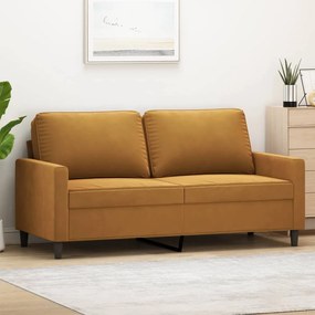vidaXL Sofá de 2 lugares veludo 140 cm castanho