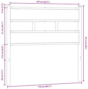 Cabeceira de cama 107cm derivados madeira/aço carvalho castanho