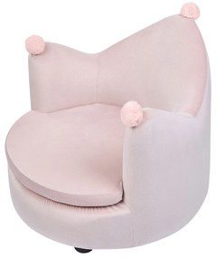 Poltrona para crianças com forma de coroa em veludo rosa VEGA Beliani