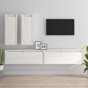 vidaXL Móveis de TV 4 pcs madeira de pinho maciça branco