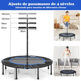 Trampolim Fitness dobrável com cabo ajustável e almofada de segurança para crianças azul e preto 120 cm
