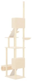 Árvore p/ gatos altura ajustável chão ao teto 277-303 cm creme