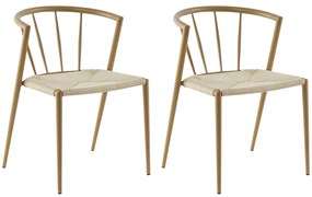 HOMCOM Conjunto de 2 Cadeiras de Sala de Estar com Assento em Corda de Papel Empilháveis Estilo Rústico 51x51x71 cm Carvalho