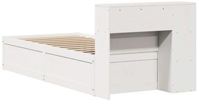 Cama sem colchão 90x200 cm madeira de pinho maciça branco