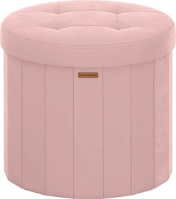 Banco redondo 46 cm de diâmetro com espaço de arrumação e tampa amovível rosa pastel