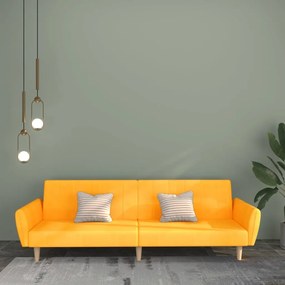 vidaXL Sofá-cama de 2 lugares tecido amarelo